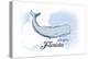 Key West, Florida - Whale - Blue - Coastal Icon-Lantern Press-Stretched Canvas