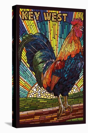 Key West - Rooster Mosaic-Lantern Press-Stretched Canvas