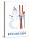 Keystone, Colorado, Snowman with Skis-Lantern Press-Stretched Canvas