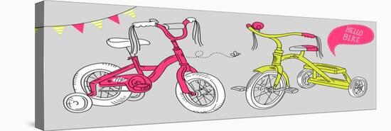 Kids Bicycles, a Girls Bike and a Tricycle-Alisa Foytik-Stretched Canvas