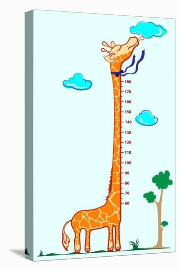 Kids Height Scale in Giraffe Vector Illustration-Roberto Chicano-Stretched Canvas