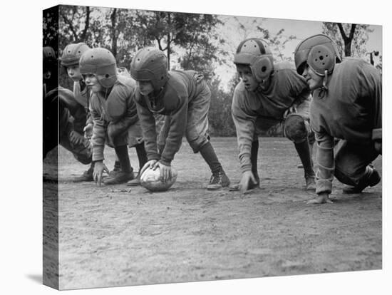 Kids Lining up Like Line Men Ready to Play-Wallace Kirkland-Premier Image Canvas