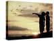 Kids Silhouette Looking at Birds on the Sky in Air-zurijeta-Premier Image Canvas