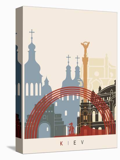 Kiev Skyline Poster-paulrommer-Stretched Canvas