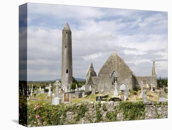 Kilmacdaugh Churches and Round Tower, Near Gort, County Galway, Connacht, Republic of Ireland-Gary Cook-Premier Image Canvas