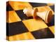 King chess piece lying on chessboard-null-Premier Image Canvas
