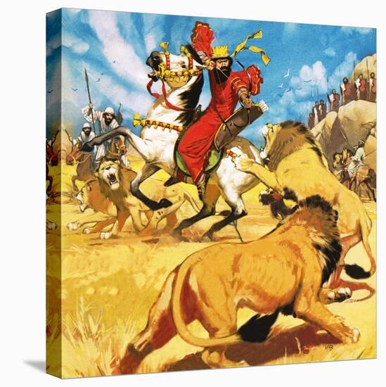 King Darius of Persia Hunting Lions-Mcbride-Premier Image Canvas