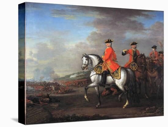 King George II (1683-1760) at the Battle of Dettingen, with the Duke of Cumberland and Robert,…-John Wootton-Premier Image Canvas