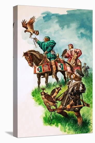 King Henry VII Releasing His Falcon While Hunting (Gouache on Paper)-Peter Jackson-Premier Image Canvas