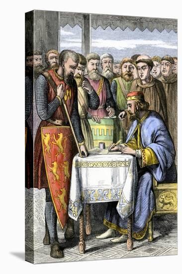 King John Forced to Sign the Magna Carta in England, 1215-null-Premier Image Canvas