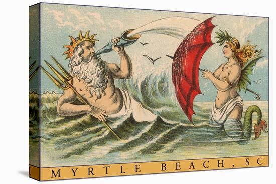 King Neptune with Mermaid, Myrtle Beach-null-Stretched Canvas