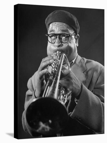 King of Bebop Trumpeters Dizzy Gillespie Playing "Cool" Jazz Tune During Jam Session-Allan Grant-Premier Image Canvas