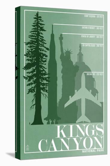 Kings Canyon National Park - Redwood Relative Sizes-Lantern Press-Stretched Canvas