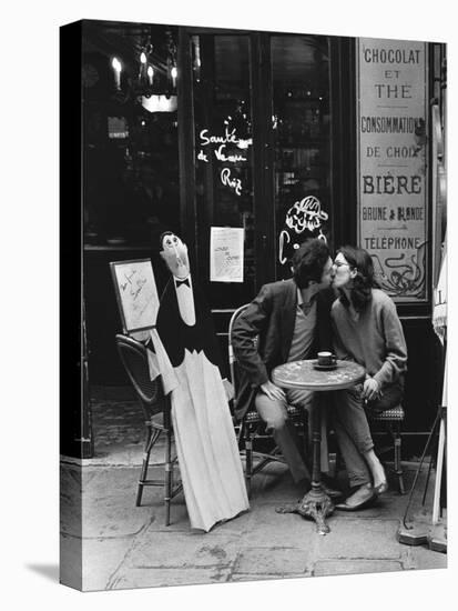 Kissing at Cafe Table, Paris-Peter Turnley-Stretched Canvas