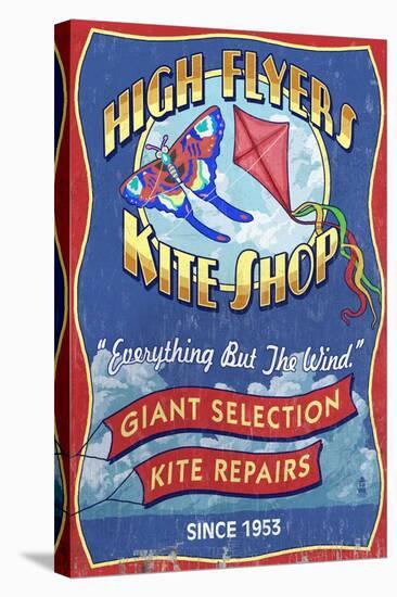 Kite Shop - Vintage Sign-Lantern Press-Stretched Canvas