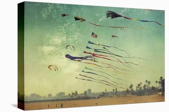 Kites and Beach-Lantern Press-Stretched Canvas