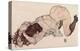 Kneeling Girl, Resting on Both Elbows-Egon Schiele-Stretched Canvas