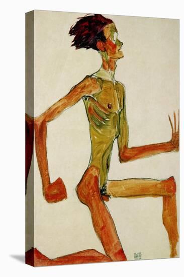 Kneeling Male Nude, in Profile Facing Right, 1910-Egon Schiele-Premier Image Canvas