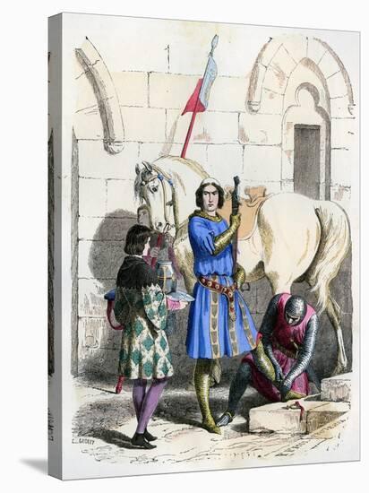 Knight Served by a Squire and Page, End of the 12th Century (1882-188)-Deghouly-Premier Image Canvas
