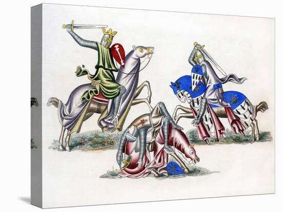 Knights Fighting, C1260-Henry Shaw-Premier Image Canvas