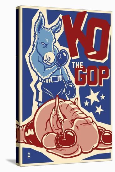 Knock Out the GOP - Political-Lantern Press-Stretched Canvas