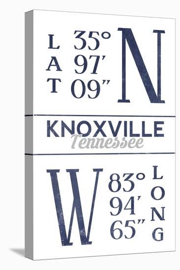 Knoxville, Tennessee - Latitude and Longitude (Blue)-Lantern Press-Stretched Canvas
