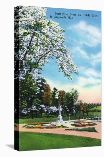 Knoxville, Tennessee - Springtime Scene on Talahi Drive in the Sequoyah Hills-Lantern Press-Stretched Canvas