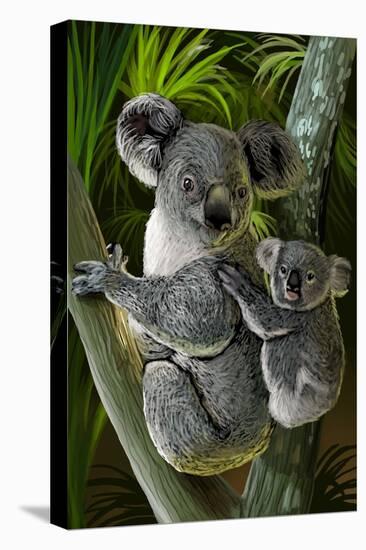 Koala-Lantern Press-Stretched Canvas