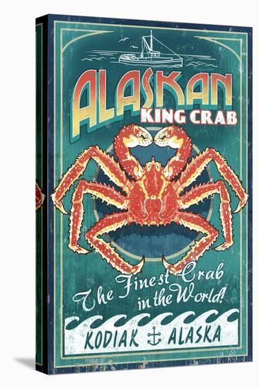 Kodiak, Alaska - King Crab Vintage Sign-Lantern Press-Stretched Canvas