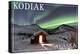 Kodiak, Alaska - Northern Lights and Cabin-Lantern Press-Stretched Canvas