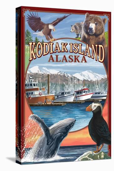 Kodiak Island, Alaska - Montage Views-Lantern Press-Stretched Canvas