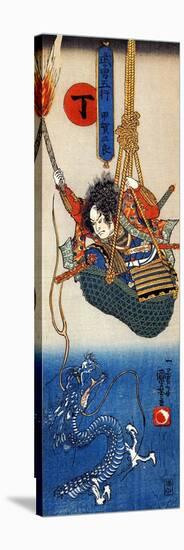 Koga Saburo Suspendeding a Basket Watching a Dragon-Kuniyoshi Utagawa-Premier Image Canvas