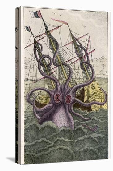 Kraken Attacks a Sailing Vessel-Denys De Montfort-Premier Image Canvas