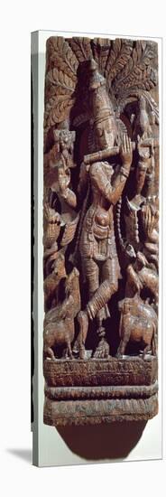 Krishna Playing a Flute (Wood)-Indian-Premier Image Canvas