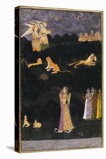 Krishnabhisarika Nayika, circa 1750-null-Premier Image Canvas