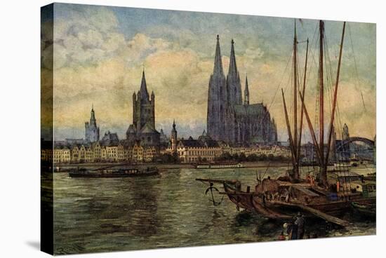 Künstler Rüdell, K., Köln Rhein, Blick Zum Dom,Boote-null-Premier Image Canvas