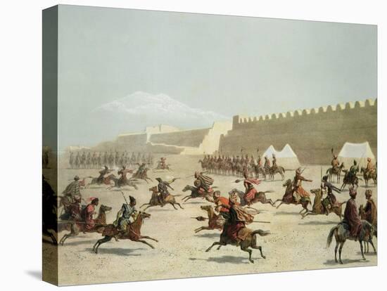 Kurdish and Tatar Warriors, Sadar Abbat, Armenia, Plate 15, Book on Caucasuss, c.1847-Grigori Grigorevich Gagarin-Premier Image Canvas