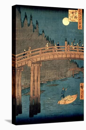 Kyoto Bridge by Moonlight, from the Series "100 Views of Famous Place in Edo," Pub. 1855-Ando Hiroshige-Premier Image Canvas