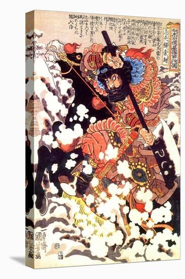 Kyusenpo Sacucho Charging Through the Snow on a Black Stallion-Kuniyoshi Utagawa-Premier Image Canvas