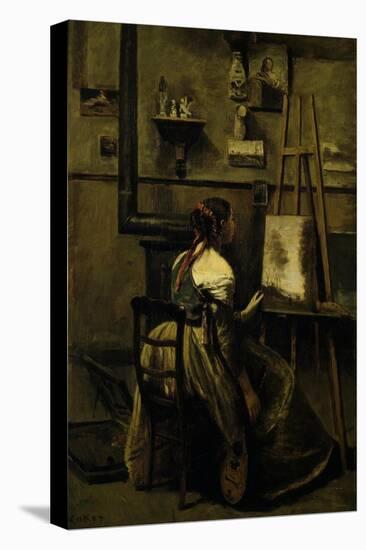 L'Atelier De Corot (Corot's Studio)-Jean-Baptiste-Camille Corot-Premier Image Canvas