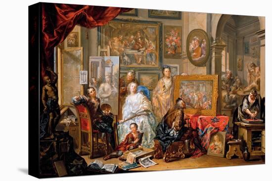 L'atelier Du Peintre (Studio of the Painter) - Oil on Copper by Johann Georg Platzer (1704-1761) --Johann Georg Platzer-Premier Image Canvas