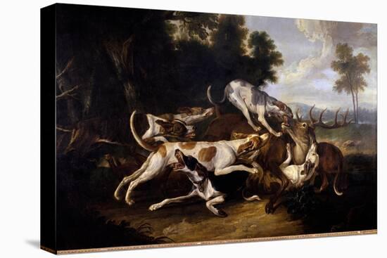 L'hallali Du Deer Hunting Dogs Finishing a Deer - Painting by Jean Baptiste Oudry (1686-1755) 18Th-Jean-Baptiste Oudry-Premier Image Canvas