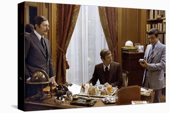 L'Heritier by Philippe Labro with Jean Rochefort Jean Paul Belmondo and Charles Denner, 1972 (photo-null-Stretched Canvas