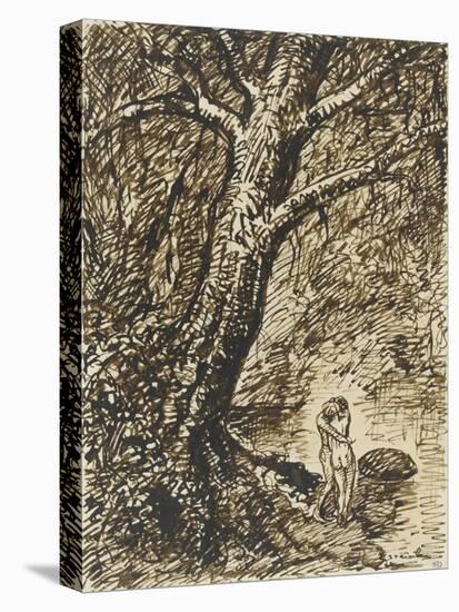 L'heureux moment : couple nu, debout, enlacé sous des grands arbres-Théophile Alexandre Steinlen-Premier Image Canvas