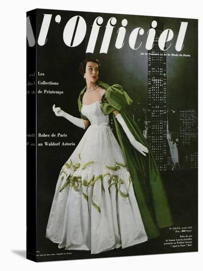 L'Officiel, April 1953 - Robe du Soir de Jean Lanvin (Castillo)-Philippe Pottier-Stretched Canvas