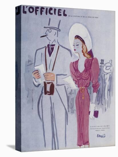 L'Officiel, June 1946 - Robe de L. Mendel-Benito-Stretched Canvas