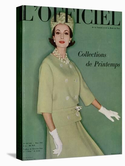 L'Officiel, March 1961 - Tailleur de Christian Dior en Tilfiz de Lesur-Roland de Vassal-Stretched Canvas
