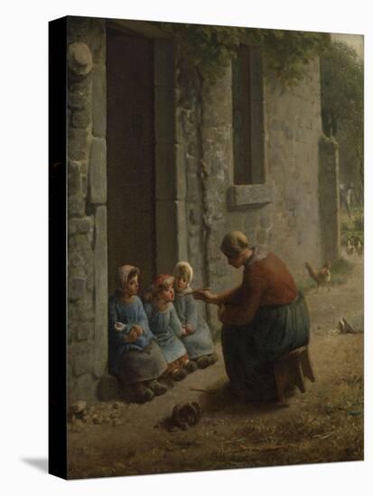 La Becqu? ou Paysanne donnant ?anger ?es enfants-Jean-François Millet-Premier Image Canvas