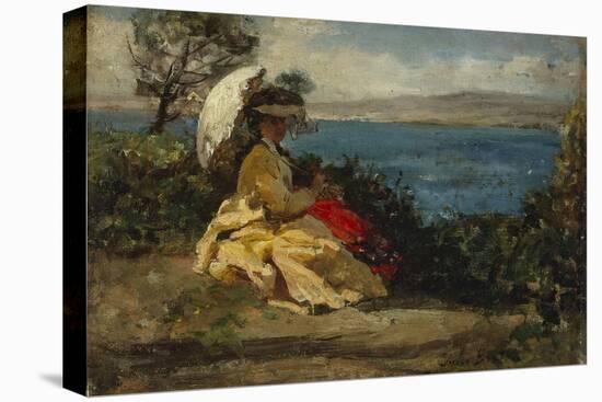 La femme à l'ombrelle, baie de Douarnenez, 1872-Jules Breton-Premier Image Canvas