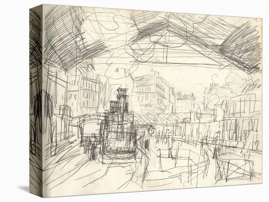 La Gare Saint-Lazare (On the Suburban Side) (Pencil on Paper)-Claude Monet-Premier Image Canvas
